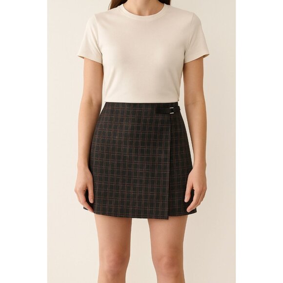 Tangents Plaid Wrap Dark Academia Preppy 90s Throwback Mini Skirt Sz 7/8 - Picture 1 of 8